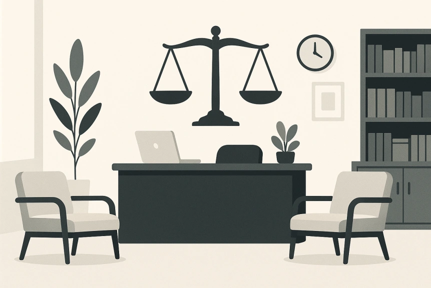 Modern law office reception area