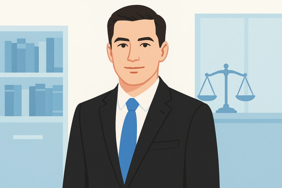 Portrait illustration of Talha Koca, attorney